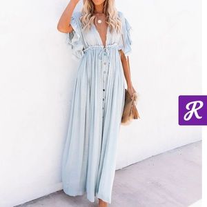 Vici Dolls Anika Button Down Ruffle Maxi Dress